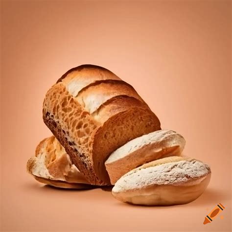 Loaf and bakery on beige background on Craiyon