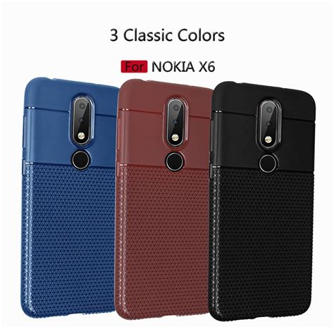 retro soft tpu leather phone back Case For nokia x6 man black silicone protect Coque Cover ...