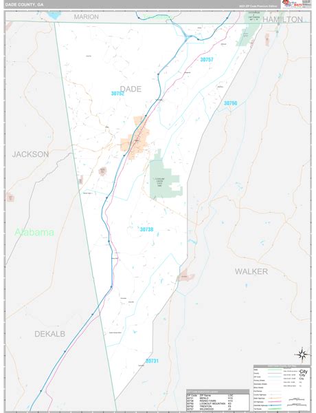 Dade County, GA Wall Map Premium Style by MarketMAPS - MapSales