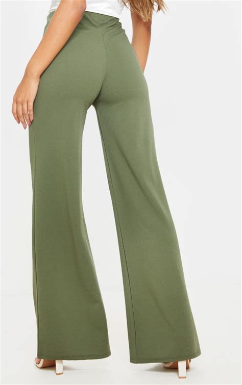 Khaki High Waisted Wide Leg Trousers | PrettyLittleThing AUS