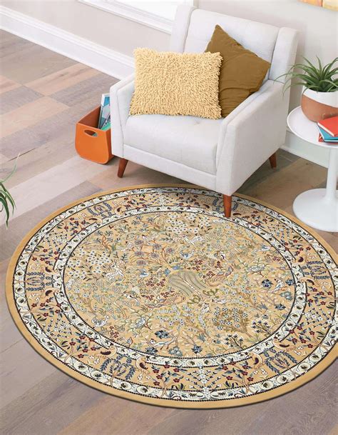 Beige 5' x 5' Rabia Round Rug | Rugs.com