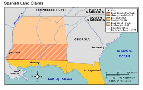 Map of Pickney's Treaty, 1795. | United states history, North city, Natchez