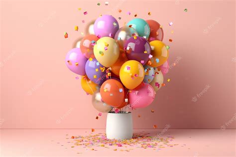 Premium AI Image | 3D wallpaper colorful balloons background happy ...