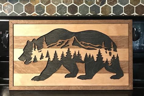 Mountain Black Bear Wood Art | Etsy