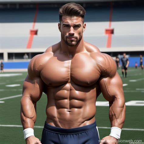 Muscular American Football Player with Athletic Physique | Stable Diffusion Online