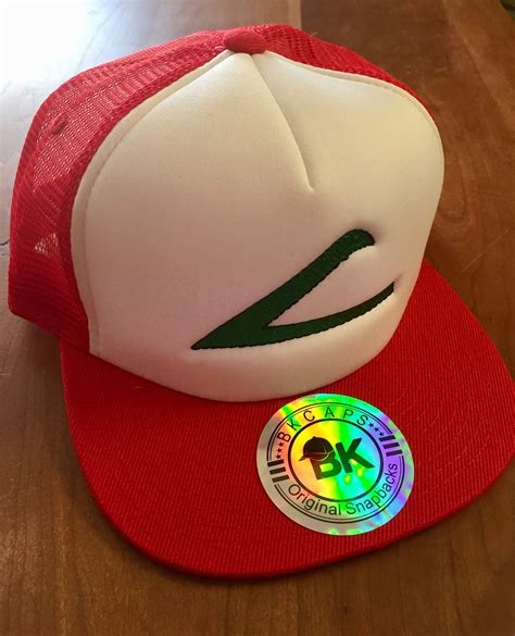 Youth adult Ash ketchum Pokemon league expo original trucker hat embroidered red white green