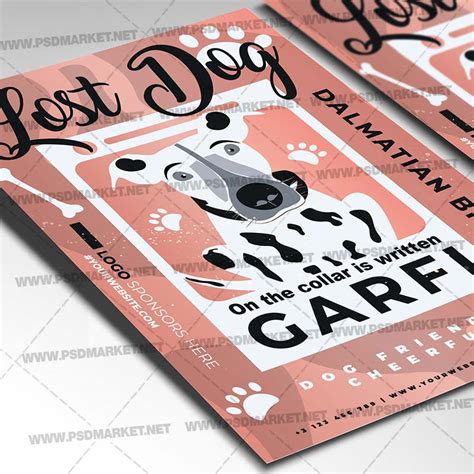 Lost Dog Card Printable Template Flyer PSD | PSDmarket