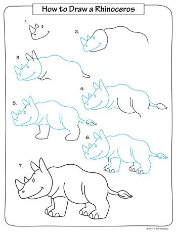 How to Draw a Rhinoceros - Tim's Printables