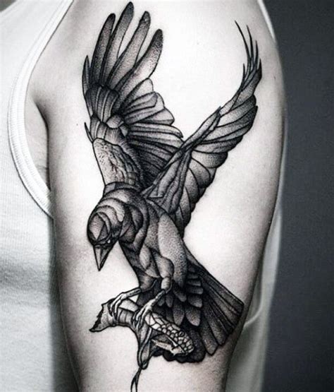 93 Cool Crow Tattoo Designs for Men [2024 Inspiration Guide] | Crow tattoo, White bird tattoos ...