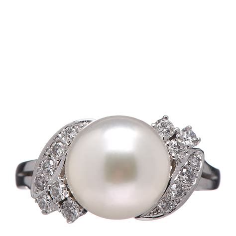 MIKIMOTO Platinum Diamond Akoya Pearl 9mm Ring 49 5 421023