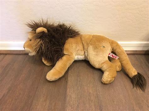 Lion Plush Realistic Stuffed Animal Wild Large Cat FAO Schwarz King ...