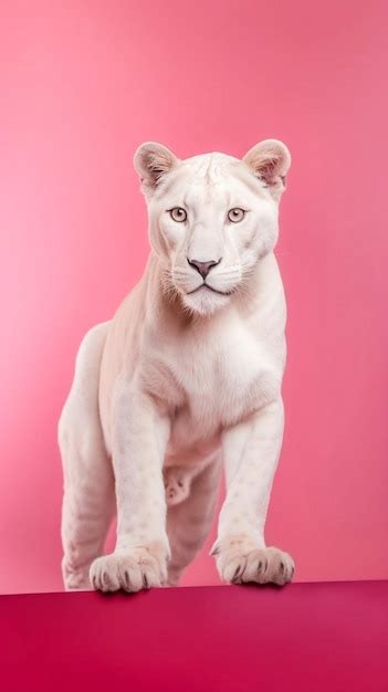 Premium AI Image | White albino panther pink eyes Generative AI