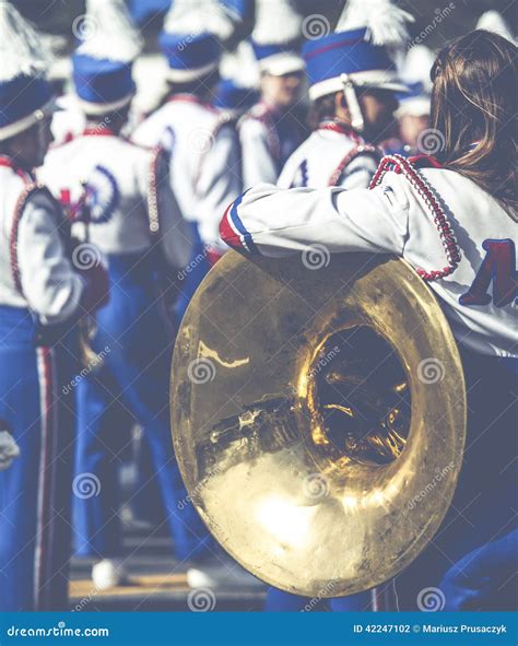 Brass Band in Uniform Performing Editorial Photography - Image of girls ...