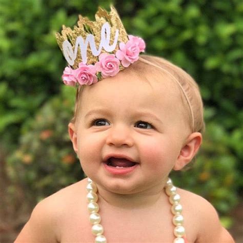 First Birthday Crown Cursive ONE Mini Sienna Gold Baby - Etsy | First birthday crown, Birthday ...