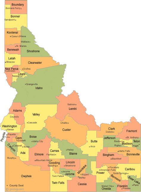 Idaho Map Showing Counties - Freddy Bernardine