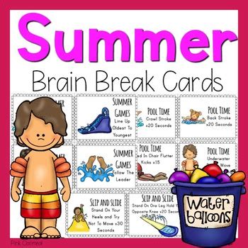 Summer Brain Break Cards by Pink Oatmeal -Movement for the Classroom