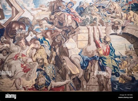 Tapestry showing Triumph of Constantine over Maxentius at the Battle ...