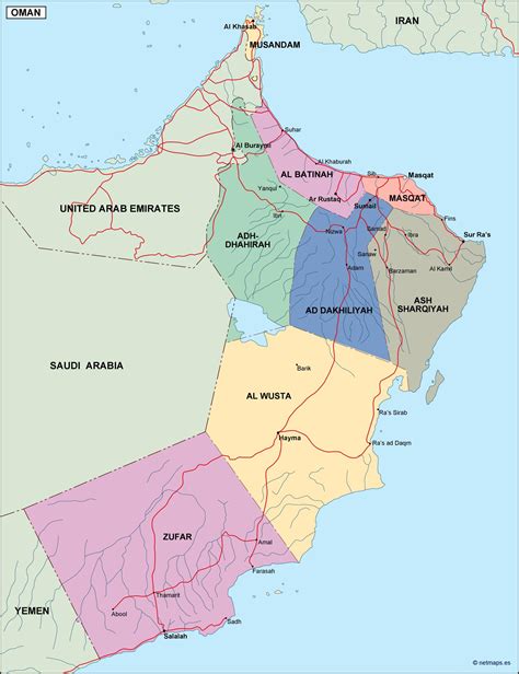 oman political map. Eps Illustrator Map | Vector World Maps