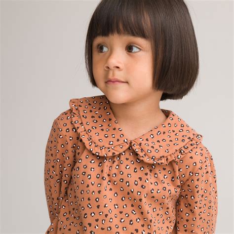Pack of 2 t-shirts in cotton with peter pan collar and long sleeves, camel/ecru, La Redoute ...