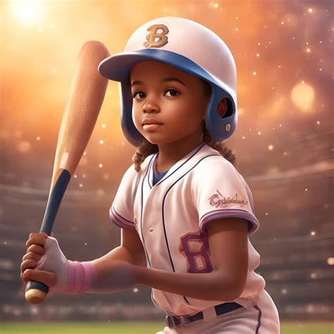 Premium AI Image | Little girl baseball player on a baseball field 3D rendering