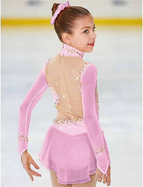 Liuhuo Ice Skating Dress Pink Faux Fur Coat Girls Skating Performance ...