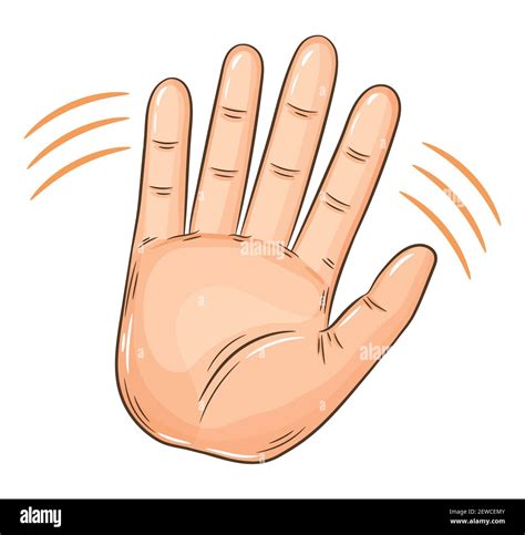 Wave hand greeting gesture sign. Hello or invitation welcome gesturing. Human palm moving. Hi ...