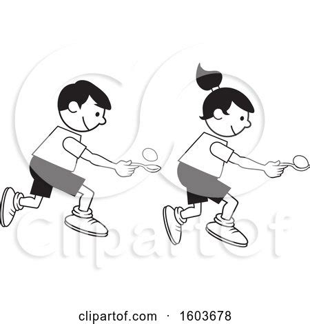 Clipart of a Boy and Girl During a Field Day Egg and Spoon Race - Royalty Free Vector ...