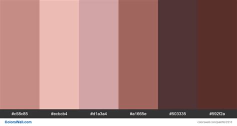 Human skin tone color palette. HEX colors #c58c85, #ecbcb4, #d1a3a4, #a1665e, #503335, #592f2a ...