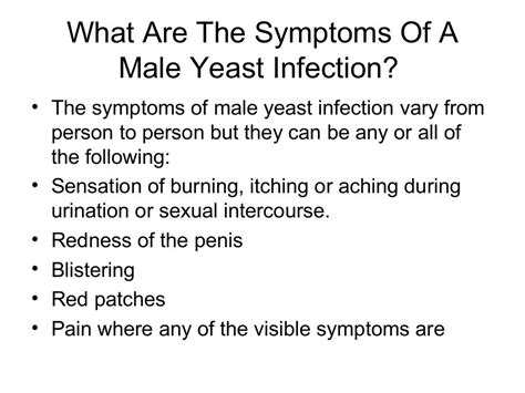 Male yeast infection symptoms and causes