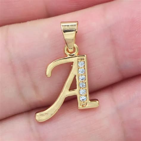18K YELLOW GOLD Filled Women English Alphabet Capital Letters A-Z Name Pendant $2.29 - PicClick