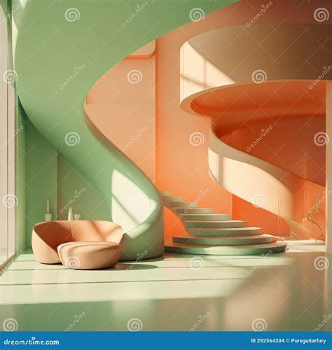 Light and Bright Art Deco Living Room Stock Illustration - Illustration of lighting, design ...