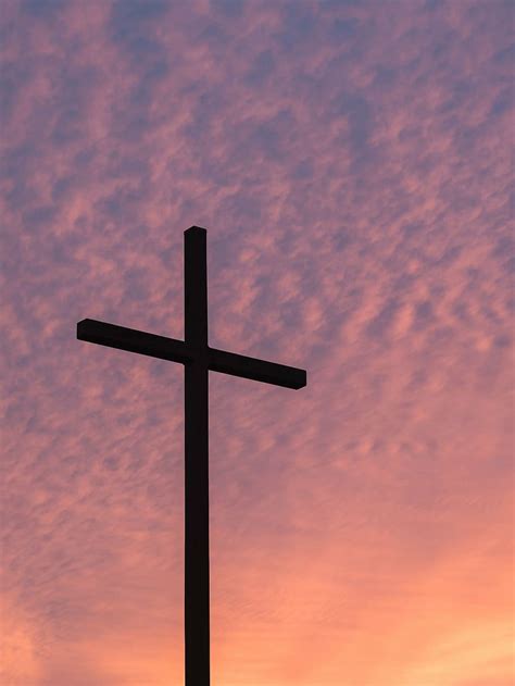 HD wallpaper: silhouette of cross under white sky, faith, religion ...