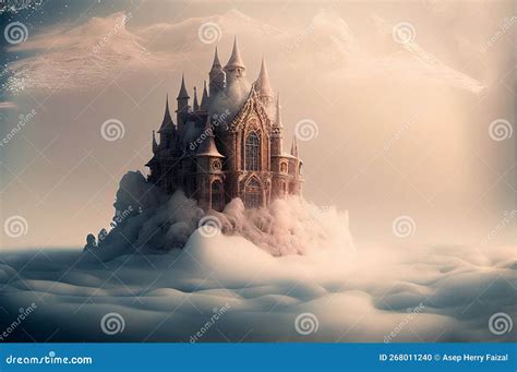 Fantasy Castle in the Clouds Stock Illustration - Illustration of ...