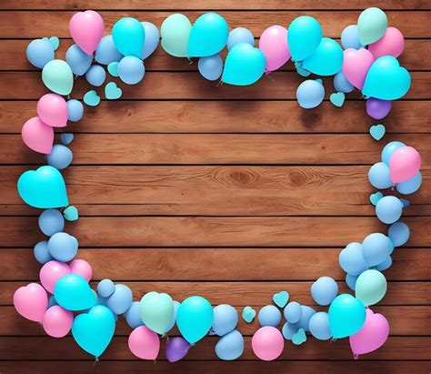 Premium Photo | Blue and pink balloons on a wooden background