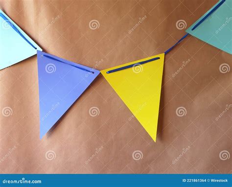 Bunting Flags for a Birthday Party Stock Photo - Image of inside, wall ...