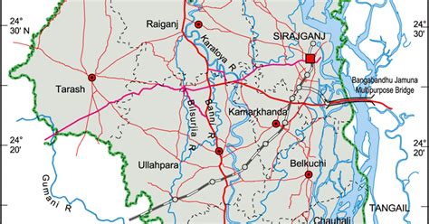 Maps of Bangladesh: Political Map of Sirajganj District