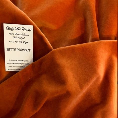 Velveteen, Bittersweet, Orange Velveteen, Hand Dyed Velveteen, Cotton ...