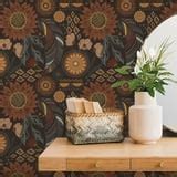 17.7" x 393" Floral Boho Retro Peel and Stick Wallpaper Removable Wallpaper Self Adhesive ...