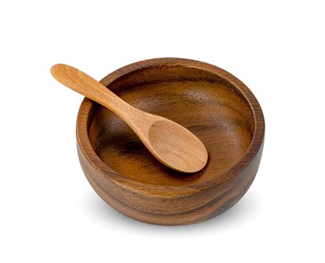 Wooden bowl and spoon isolated on white background ,include clipping ...