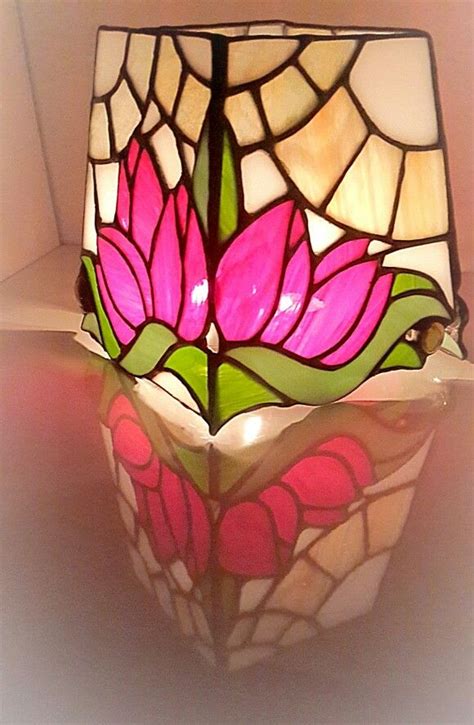 Stained glass lotus candle holder Stained Glass Lamp Shades, Stained Glass Light, Stained Glass ...