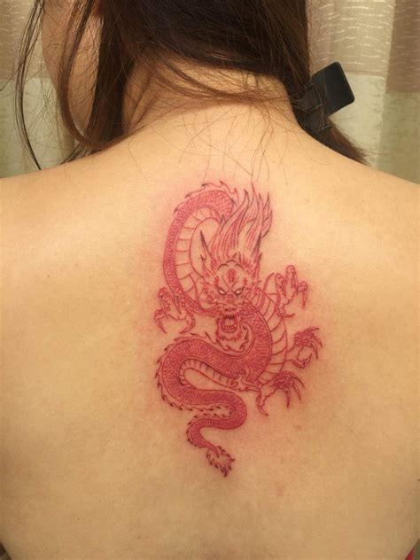 Simple Chinese Dragon Tattoo Red Ink - Viraltattoo