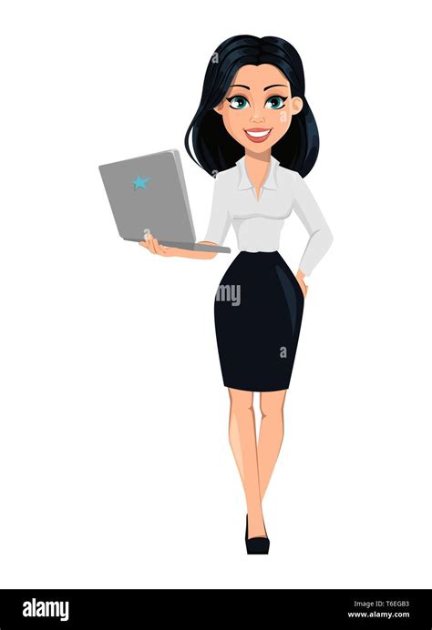 Concept of modern young business woman. Cartoon character businesswoman ...