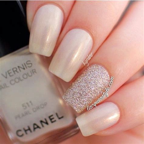 Pretty and light champagne color for Valentine's Day, don't you think? | Champagne nails, Pearl ...
