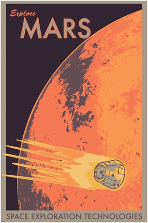 Explore Mars Poster 24x36 Retro Classic Planet Outer Space Gem | Retro space posters, Space ...