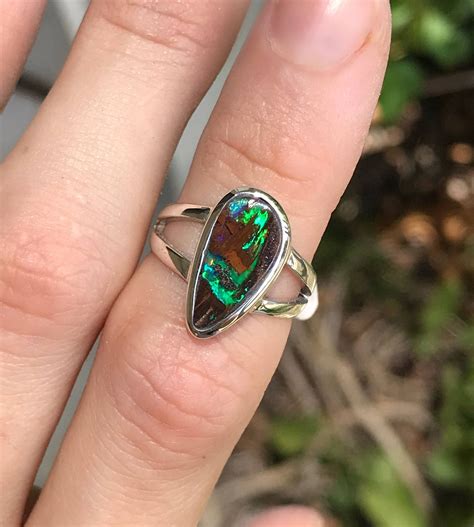 Boulder Opal Ring US 5 | Etsy | Boulder opal ring, Australian boulder opal ring, Australian opal ...