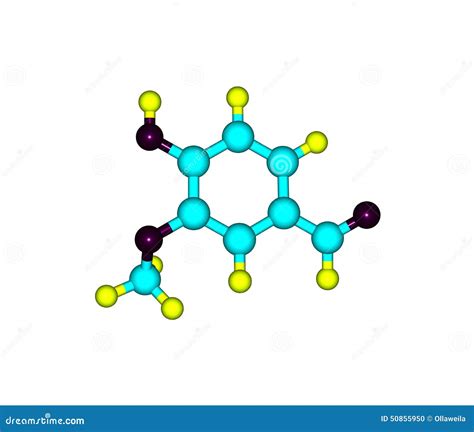 Vanillin Molecule Isolated on White Stock Illustration - Illustration of flavour, compound: 50855950