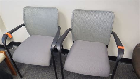 Pair: Gray Modern Reception Chairs 31.5" Backrest Height - Oahu Auctions