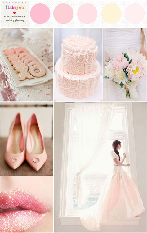 romantic blush pink wedding colours palette