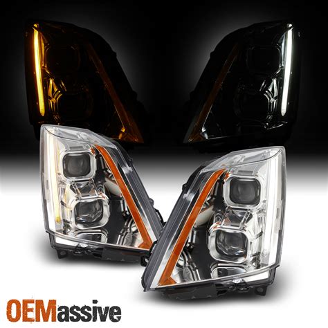 For 08-14 Cadillac CTS Dual Projector Switchback LED Headlights Chrome Housing | eBay