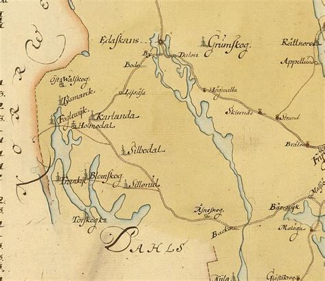 Vägkarta över Närke och Värmland 1731 - Släktled